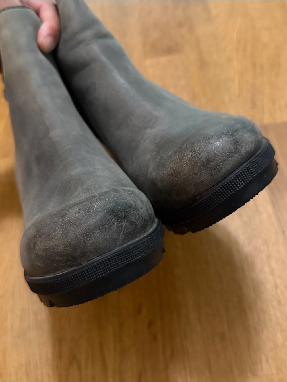 Sorel 7.5 Gray Leather Joan Wedge Zip Ankle Bootie Boots - Picture 4 of 10